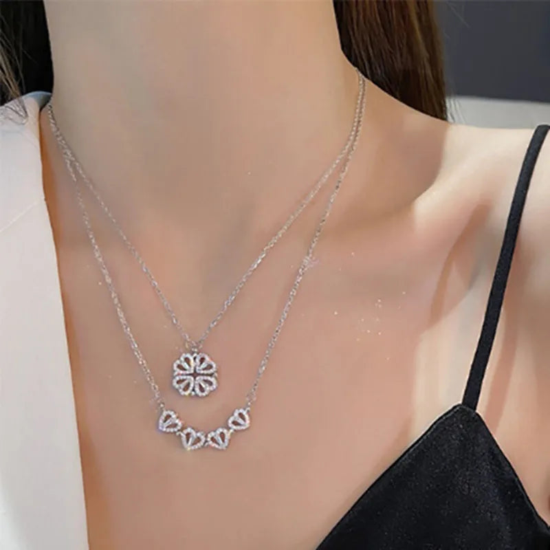 リバーシブル仕様 ハート型ネックレス 2WAY